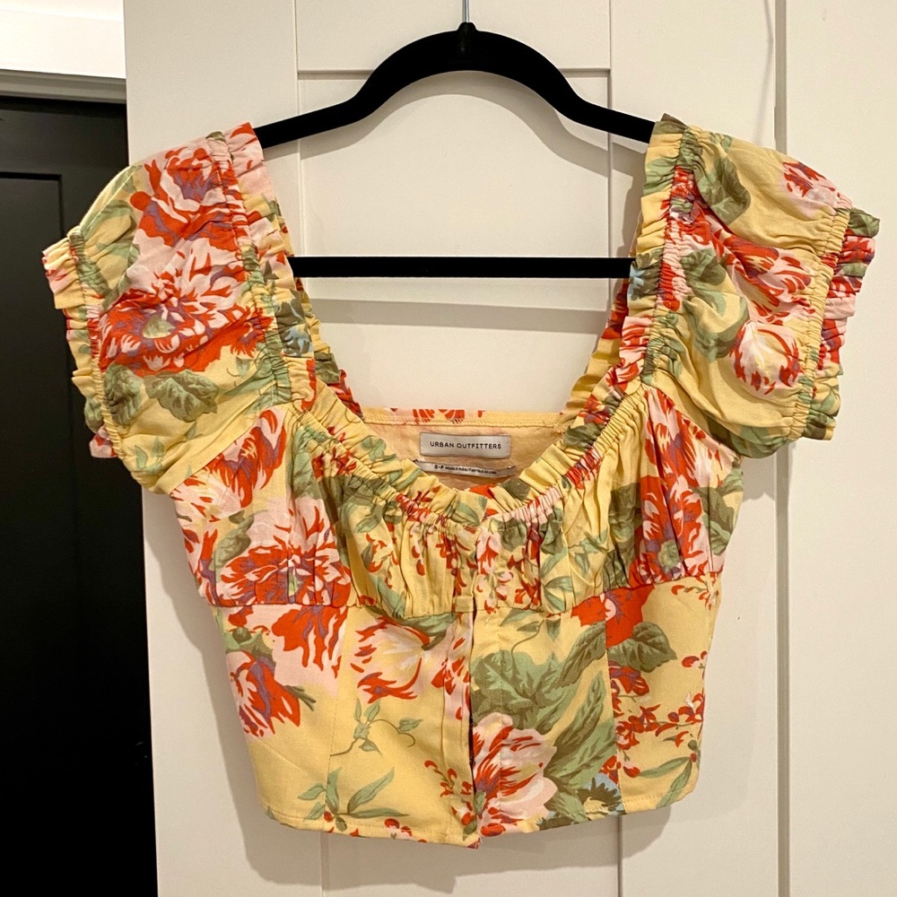 Yellow Floral Crop Top